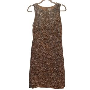 J. Crew Sleeveless Leopard Print Midi Dress Women's Size 4 Brown Black Tan